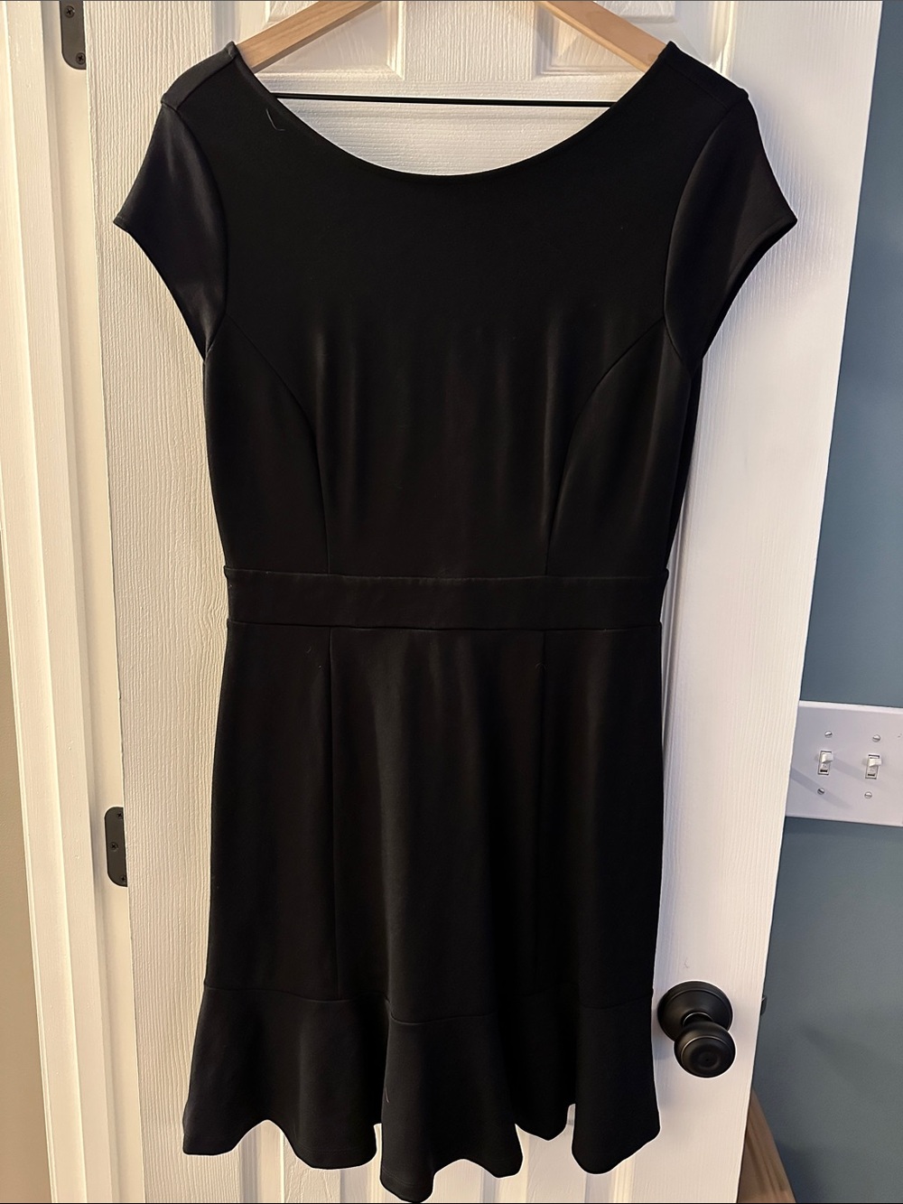 LOFT Black Cap Sleeve Fit-and-Flare Mini Dress
